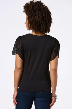 Cato Flutter Eyelet Sleeve Top> Tops