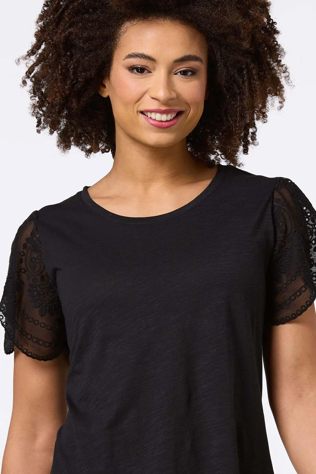 Cato Flutter Eyelet Sleeve Top> Tops