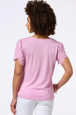 Cato Flutter Eyelet Sleeve Top><noscript><img width=
