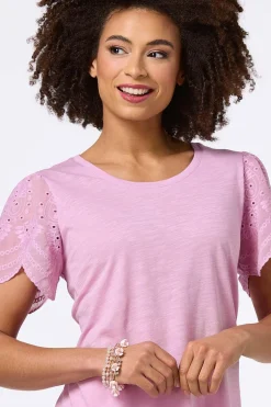 Cato Flutter Eyelet Sleeve Top><noscript><img width=