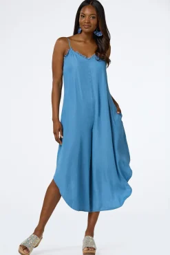 Cato Frayed Chambray Jumpsuit> Dresses