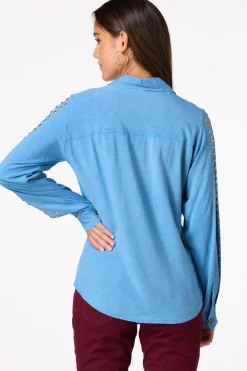 Cato Frayed Chambray Shirt> Tops