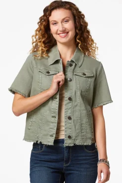 Cato Frayed Short Sleeve Denim Jacket> Jackets & Vests|Jeans