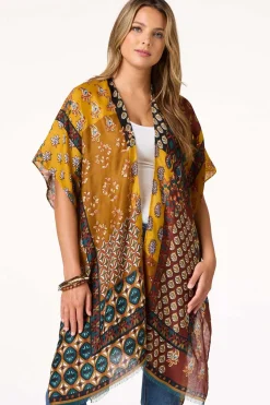 Cato Geo Patchwork Kimono> Cover Ups|Tops