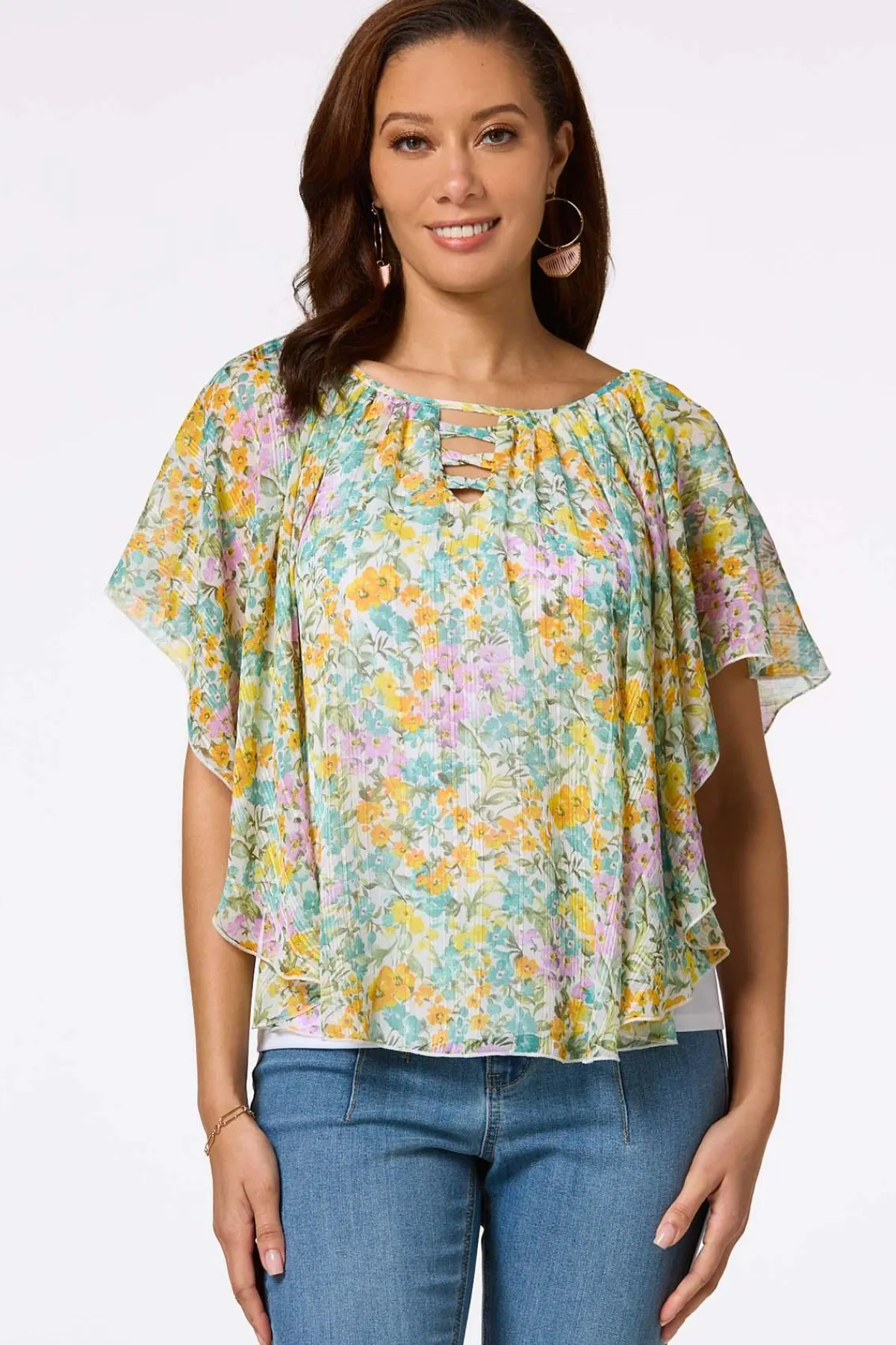Cato Gilded Floral Capelet> Tops