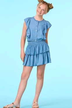 Cato Girls Chambray Ruffled Top><noscript><img width=