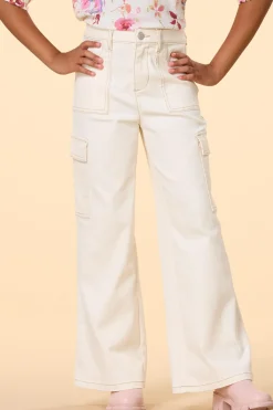 Cato Girls Contrast Wide Leg Twill Pants> Bottoms