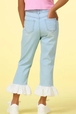 Cato Girls Cropped Eyelet Hem Jeans> Bottoms