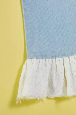 Cato Girls Cropped Eyelet Hem Jeans><noscript><img width=