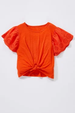 Cato Girls Eyelet Flutter Sleeve Top> Tops & Jackets