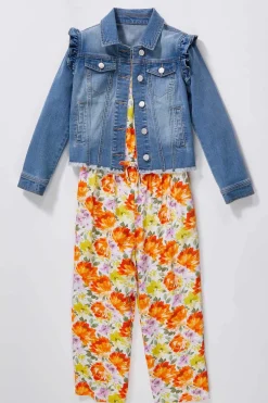 Cato Girls Floral Flutter Sleeve Jumpsuit><noscript><img width=