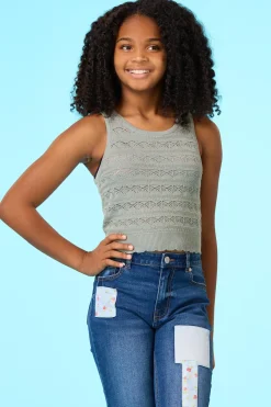 Cato Girls Pointelle Sweater Tank> Tops & Jackets