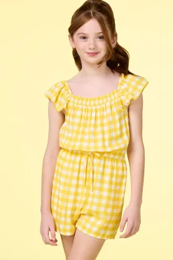 Cato Girls Ruffled Gingham Romper> Dresses
