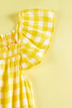 Cato Girls Ruffled Gingham Romper><noscript><img width=