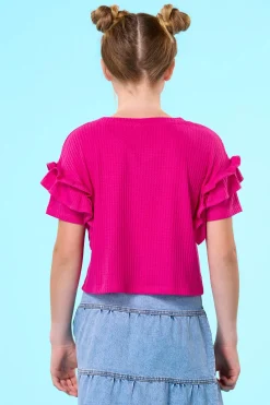 Cato Girls Ruffled Waffle Top> Tops & Jackets