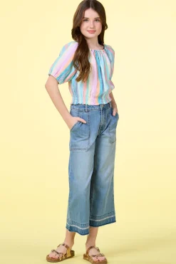 Cato Girls Stripe Linen Top><noscript><img width=