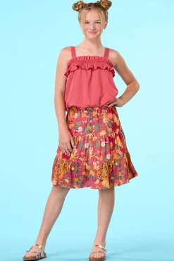 Cato Girls Tiered Button Floral Skirt><noscript><img width=