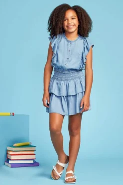 Cato Girls Tiered Chambray Skirt> Bottoms