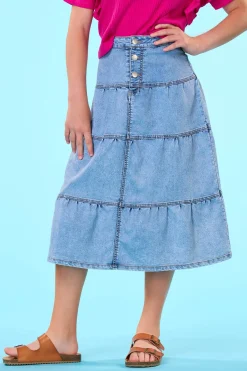 Cato Girls Tiered Denim Skirt> Bottoms