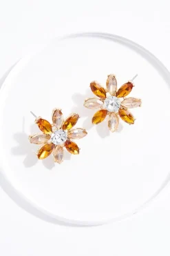 Cato Glass Flower Button Earrings> Earrings