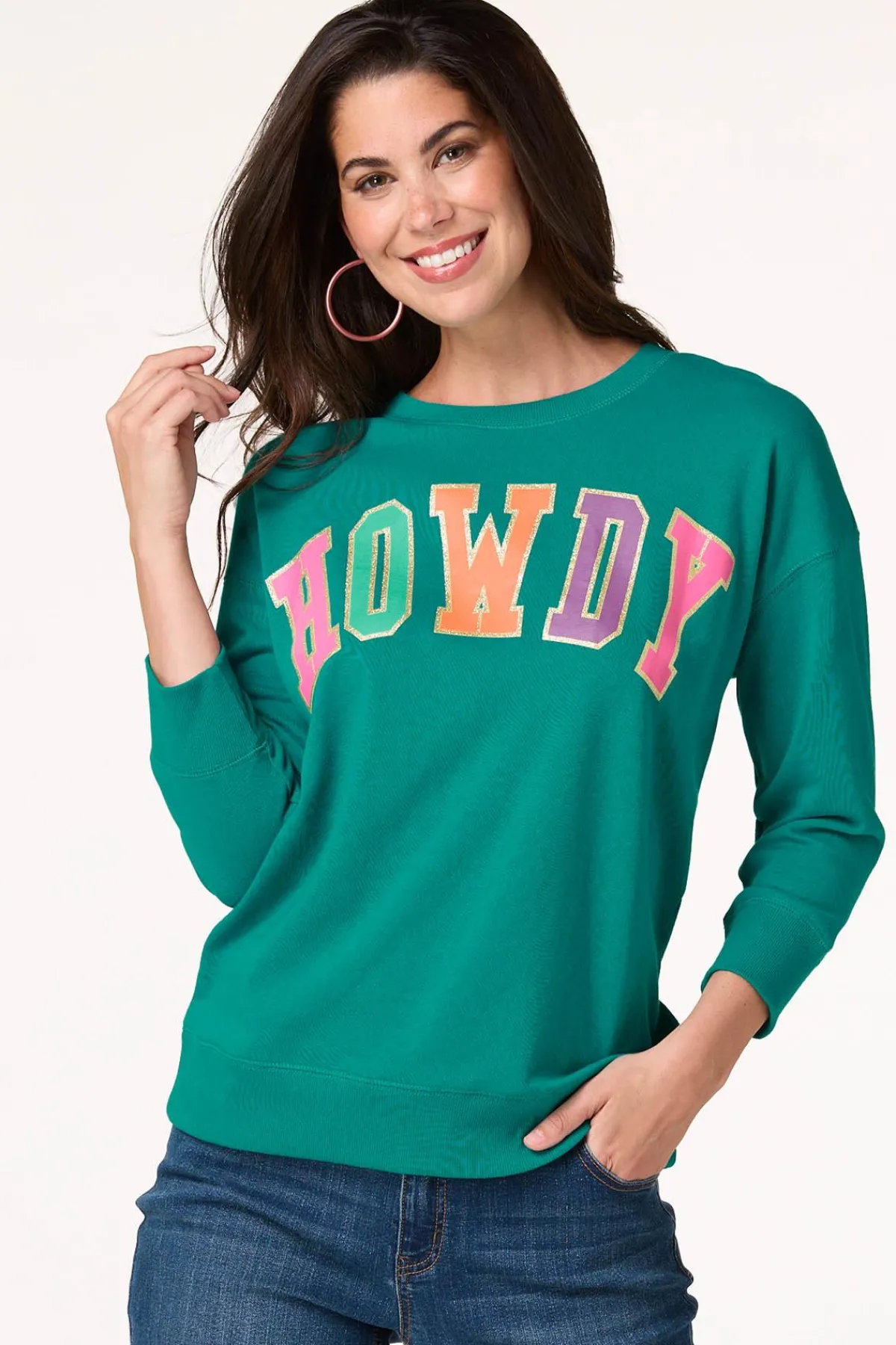 Cato Glittery Howdy Sweatshirt> Tops