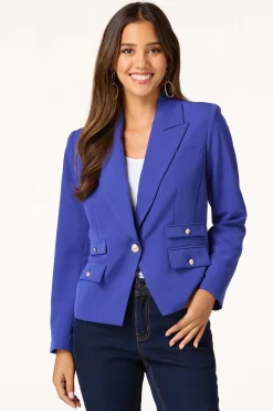 Cato Gold Button Blue Blazer><noscript><img width=