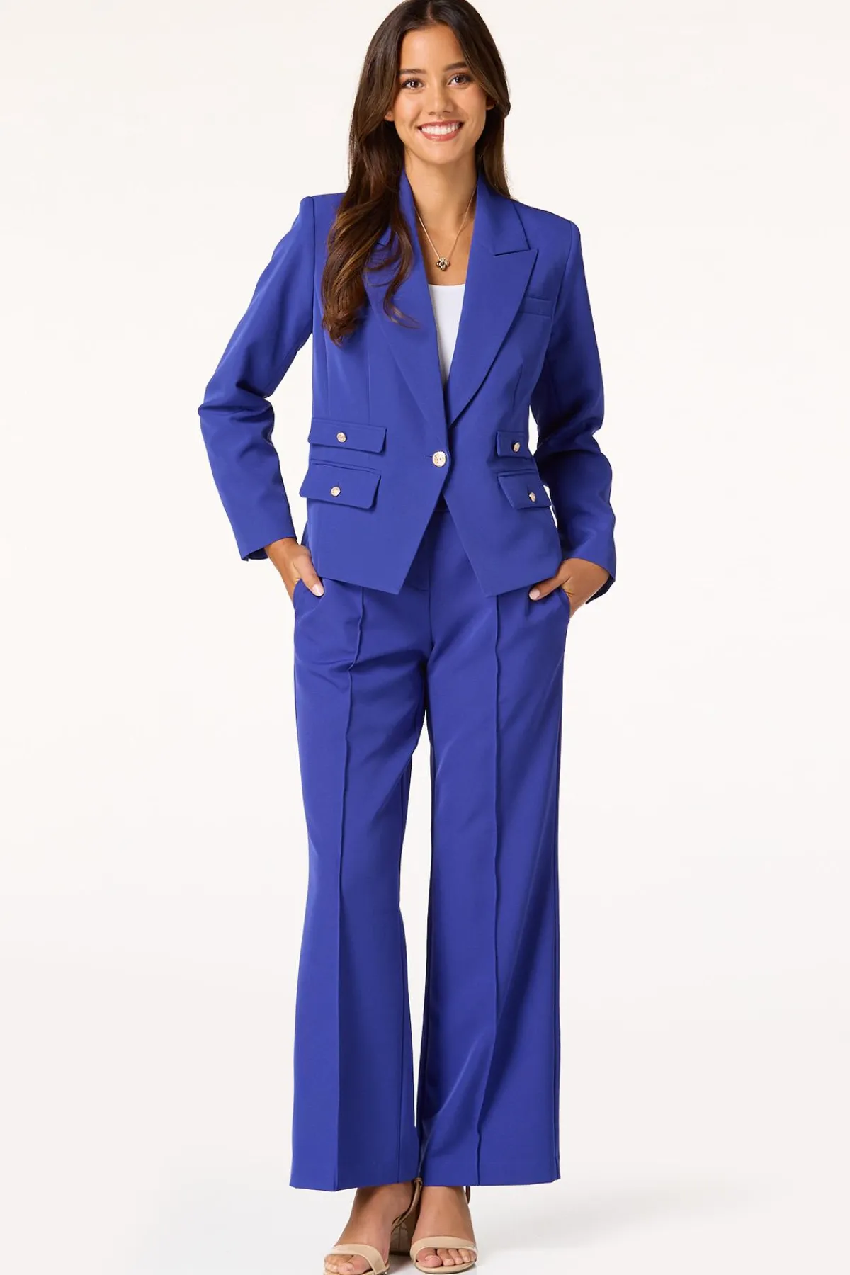 Cato Gold Button Blue Blazer> Suiting|Jackets & Vests