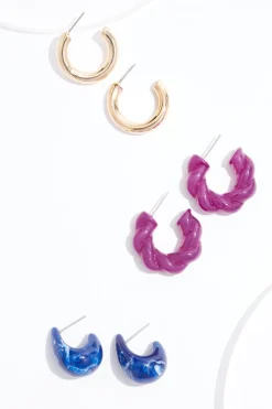 Cato Gold Hoop Lucite Earring Set> Earrings