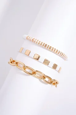 Cato Gold White Bracelet Set> Bracelets