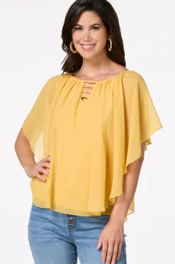 Cato Golden Lattice Capelet> Tops
