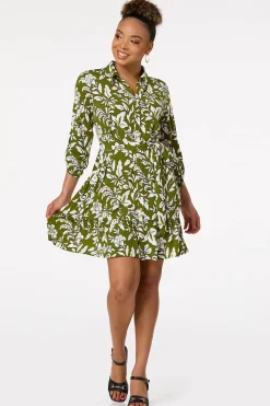 Cato Green Floral Shirt Dress><noscript><img width=
