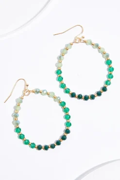 Cato Green Glass Bead Tear Earrings> Earrings
