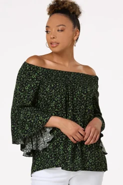 Cato Green Leopard Poet Top><noscript><img width=