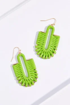 Cato Green Raffia U- Shape Earrings> Earrings