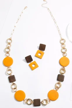 Cato Green Wood Gold Ring Long Necklace Set> Sets|Necklaces