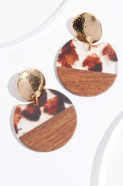 Cato Half Wood Animal Lucite Earrings> Earrings