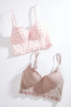 Cato Heart Ruffle Longline Bra Set> Intimates