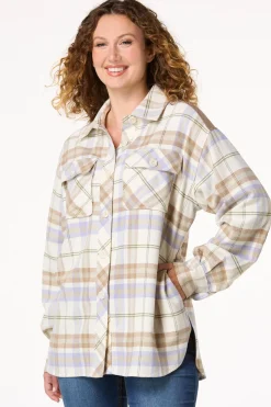 Cato Plaid Shacket><noscript><img width=