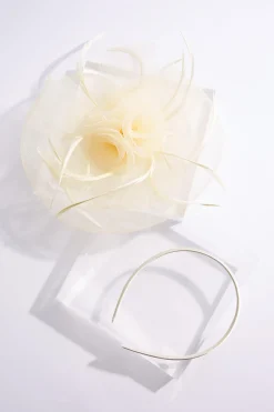 Cato Ivory Rosette Feather Fascinator><noscript><img width=