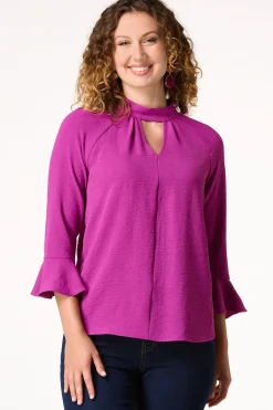 Cato Keyhole Mock Neck Top> Tops
