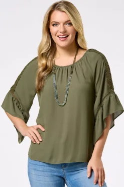 Cato Lacy Bell Sleeve Top><noscript><img width=