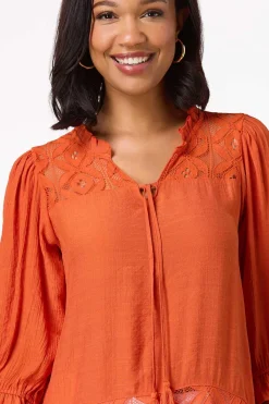 Cato Lacy Ruffled Crepe Tunic><noscript><img width=
