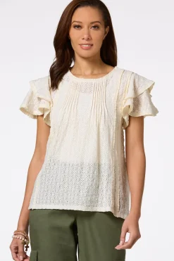 Cato Lacy Ruffled Sleeve Top> Tops