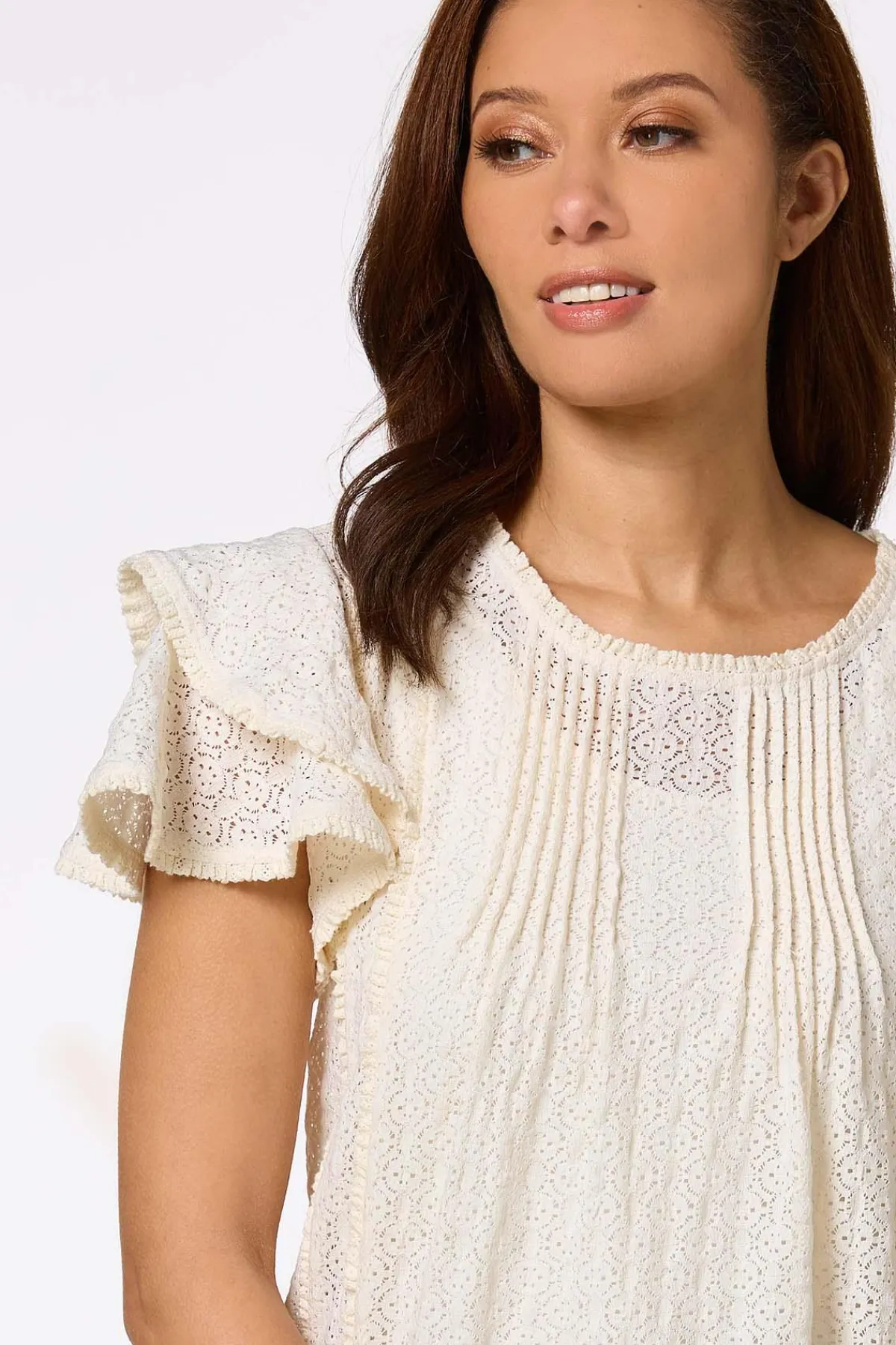 Cato Lacy Ruffled Sleeve Top> Tops