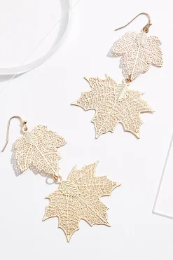 Cato Laser Cut Leaf Earrings> Earrings