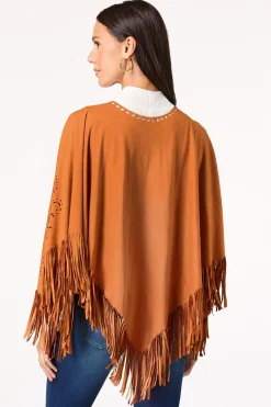 Cato Laser Cut Suede Poncho><noscript><img width=