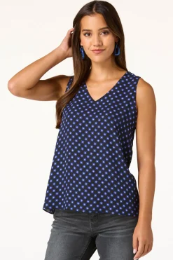 Cato Layered Blue Medallion Tank> Tops