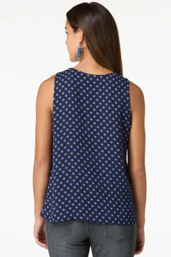Cato Layered Blue Medallion Tank> Tops