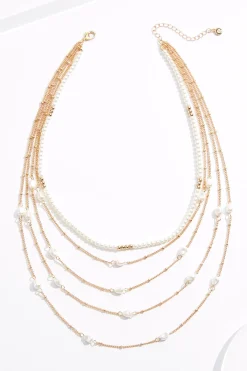 Cato Layered Chain Pearl Necklace> Necklaces