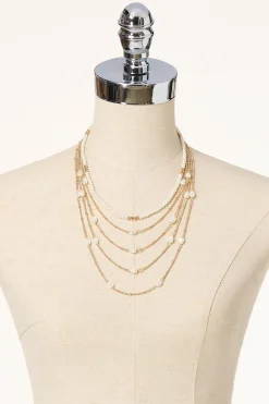 Cato Layered Chain Pearl Necklace> Necklaces